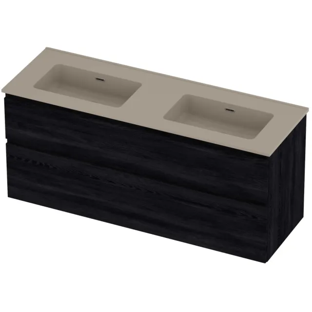 Proline Tribute Badmeubelset Porselein Elegant 140x46x62 cm Mat Crème Cotton Black Oak Eiken