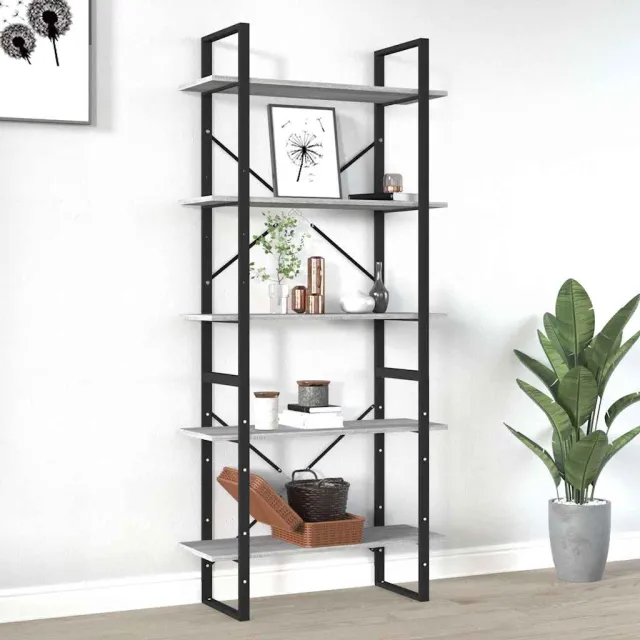 vidaXL Boekenkast 80x30x175 cm bewerkt hout grijs sonoma eikenkleurig, foto 2