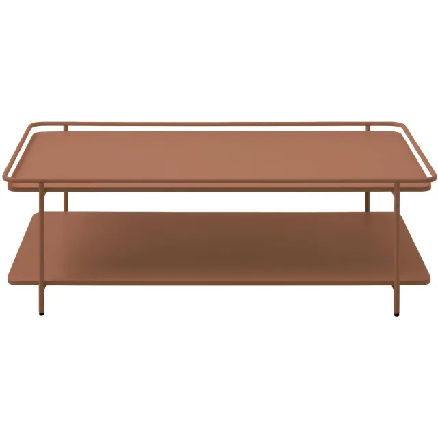 Nest of Nora Metalen salontafel rechthoekig - Industrieel - Met onderblad - 110x55 cm - Terracotta