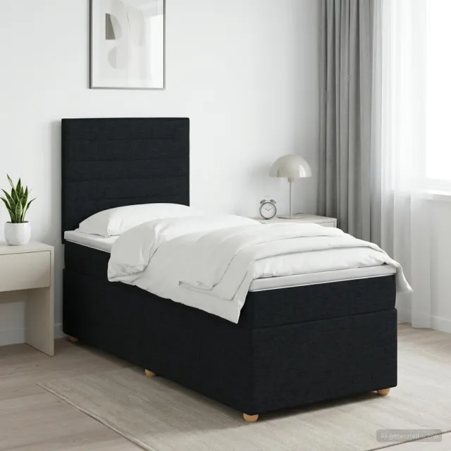 vidaXL Boxspringbed met matras met hoofdeinde Zwart 80 x 200 cm Stof
