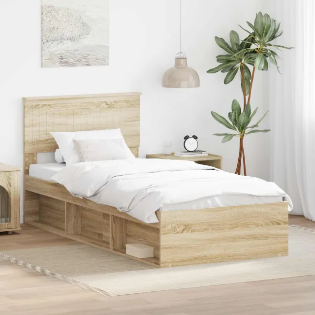 vidaXL Bedframe Sonoma Eiken 90 x 190 cm Massief grenenhout Bruin