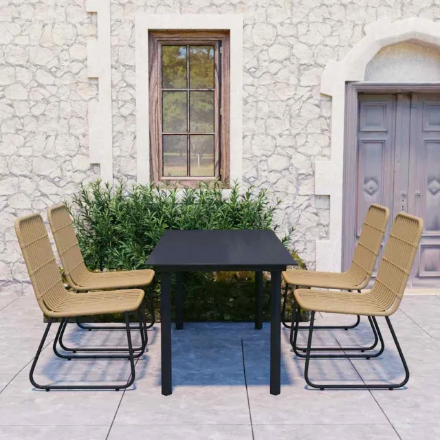 vidaXL 5-delige Tuinset poly rattan en glas bruin, foto 2