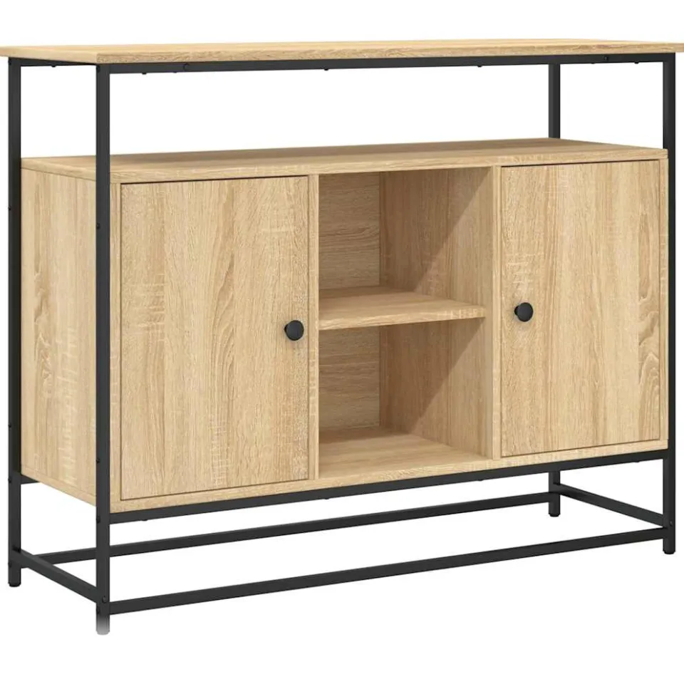 vidaXL Dressoir 100x35x80 cm bewerkt hout sonoma eikenkleurig, foto 3