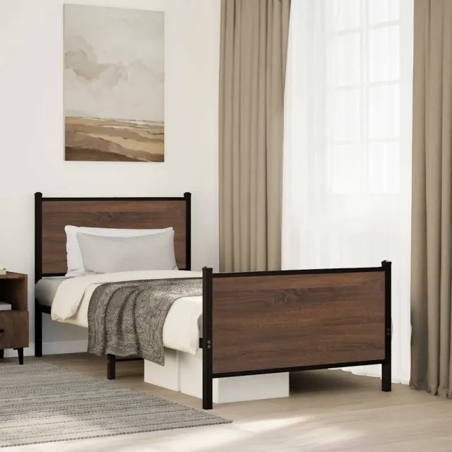 vidaXL Bedframe zonder matras metaal bruin eikenkleurig 90x200 cm