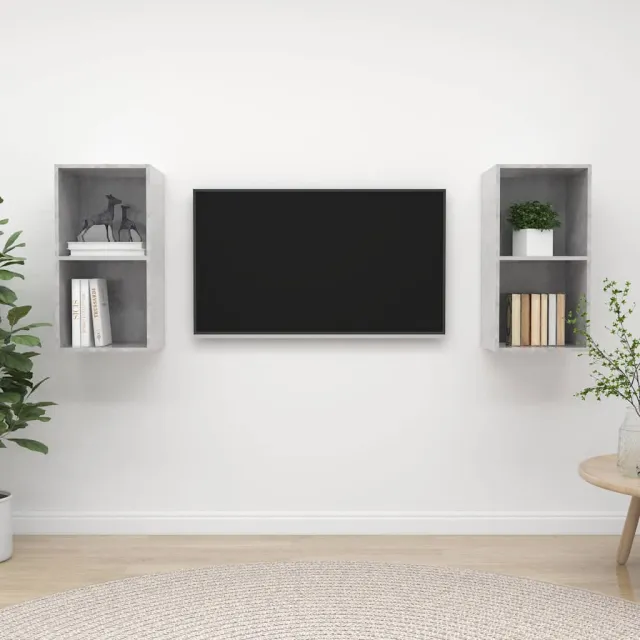 vidaXL Tv-wandmeubelen 2 st bewerkt hout betongrijs grijs, foto 2