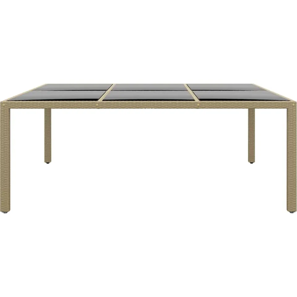 vidaXL Tuintafel 200x150x75 cm gehard glas en poly rattan beige