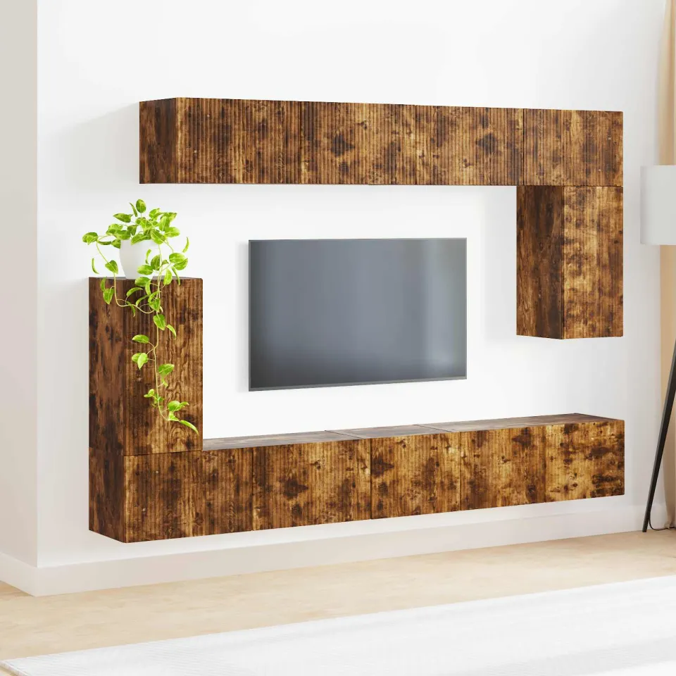 vidaXL Tv-meubelset 5 st Gerookt eiken Bewerkt hout, foto 4