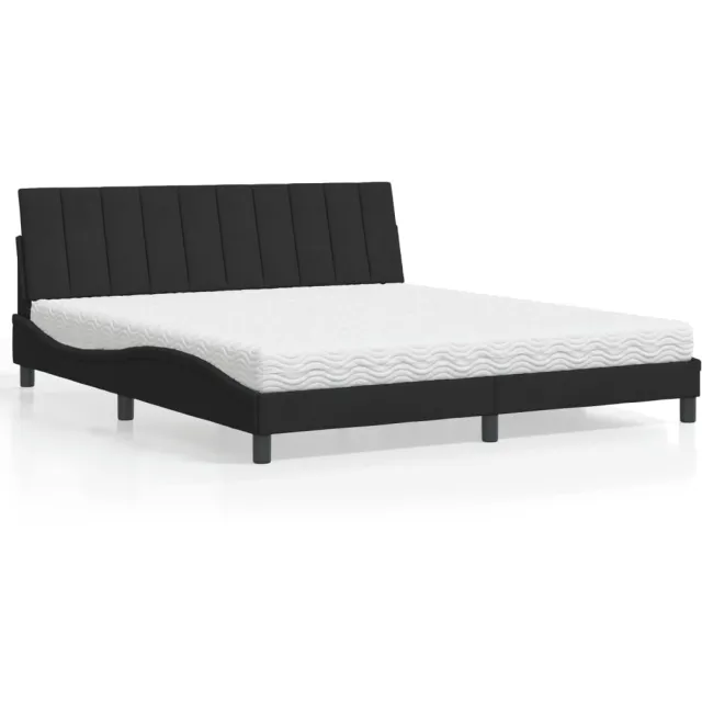 vidaXL Bed met matras "Hanko" fluweel zwart 180x200 cm