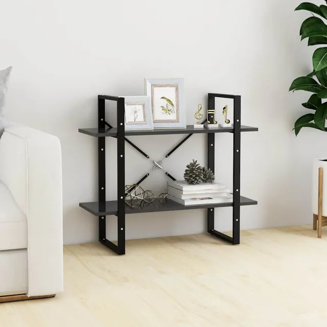 vidaXL Boekenkast met 2 schappen 80x30x70 cm bewerkt hout grijs, foto 2
