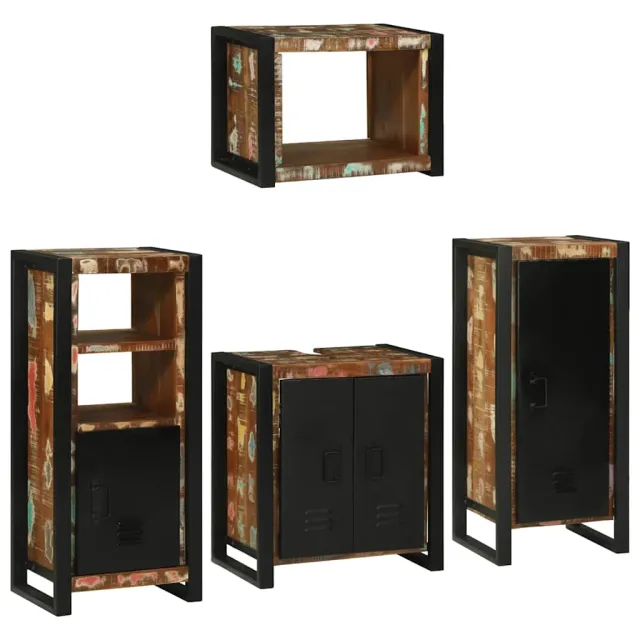vidaXL Badkamermeubelset 4 st Multikleur Massief gerecycled hout Meerkleurig