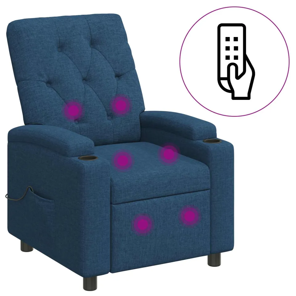 vidaXL Massage-relaxstoel Blauw 75 x 95 x 101 cm Stof, foto 3