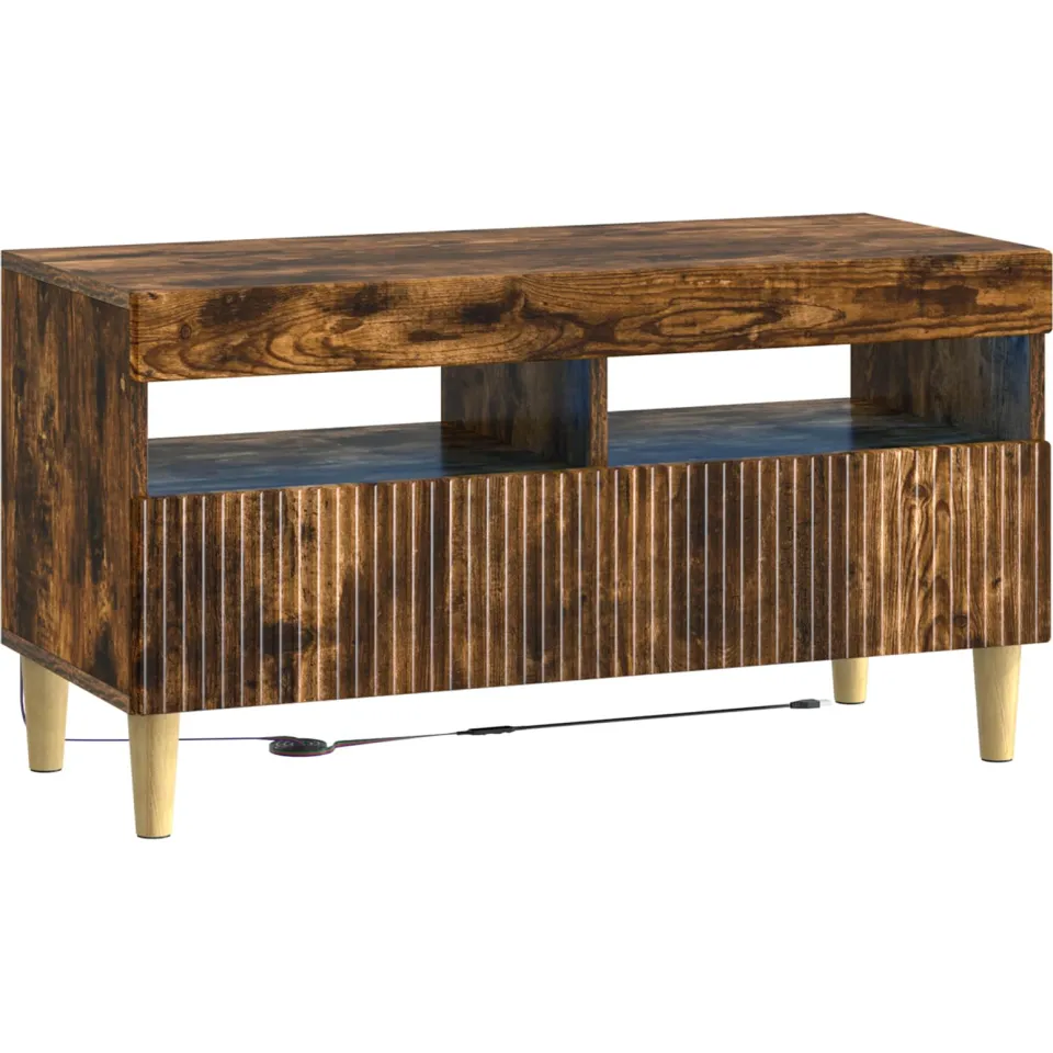 vidaXL LED tv-meubel ARNHEM 81 x 35 x 43 cm Gerookt eiken Bewerkt hout Bruin