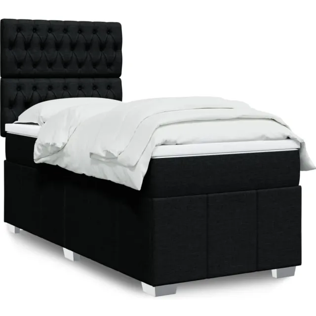 vidaXL Boxspring met matras stof zwart 80x200 cm