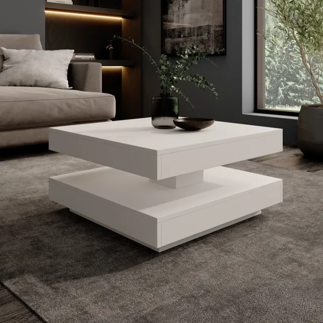 MEUBELLA Atwood - Salontafel - Wit - 67x67x35 cm