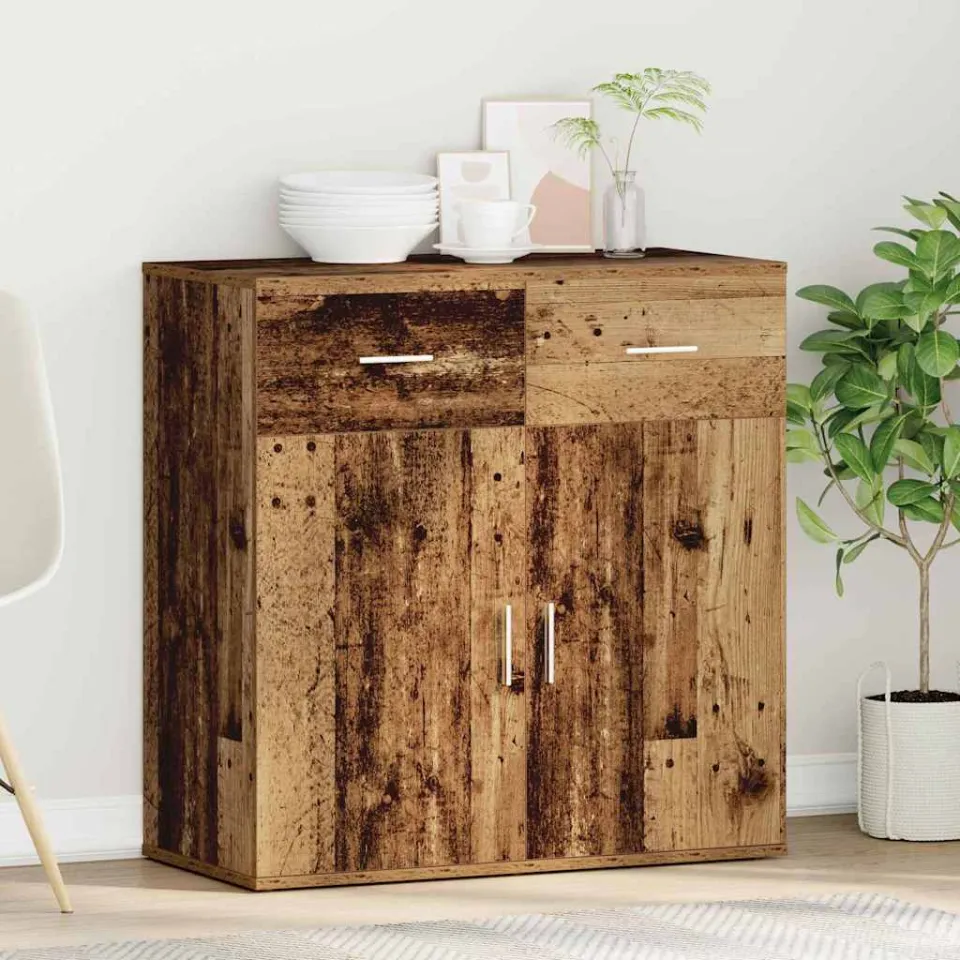 vidaXL Dressoir Oudhout 78 x 38 x 80 cm Bewerkt hout bruin, foto 4