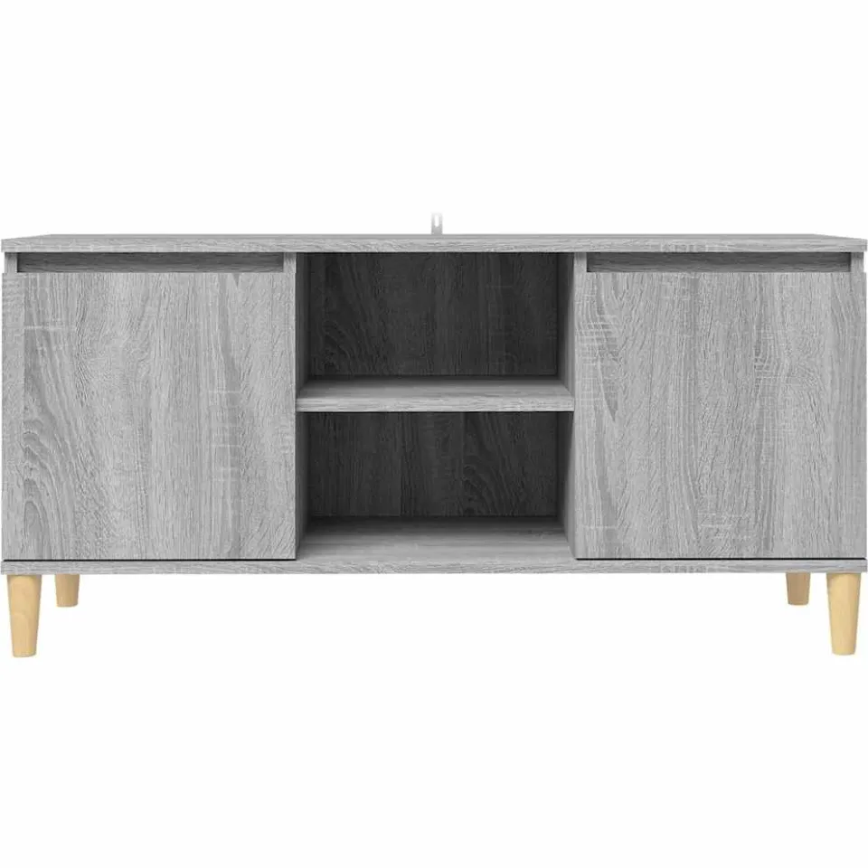 vidaXL Tv-meubel met houten poten 103,5x35x50 cm grijs sonoma eiken, foto 4