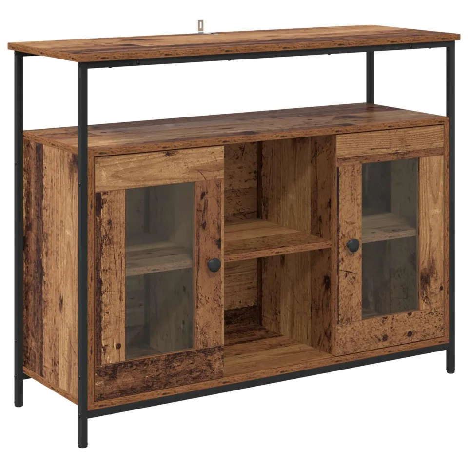 vidaXL Dressoir Oud Hout 100 x 35 x 80 cm Bewerkt hout bruin, foto 3