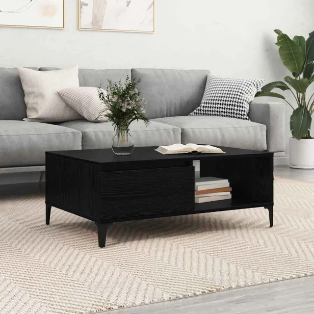 vidaXL Salontafel Zwart eiken 90 x 60 x 35 cm Bewerkt hout, foto 2
