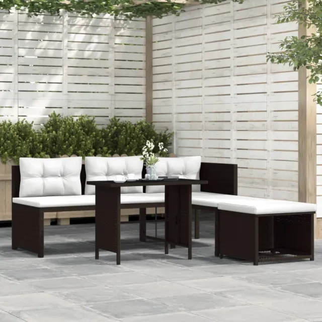 vidaXL 4-delige Loungeset poly rattan bruin, foto 2