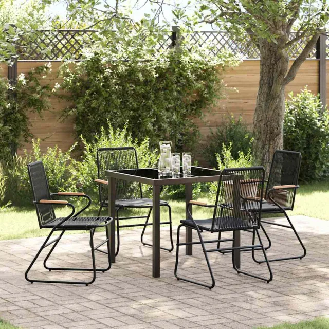 vidaXL Tuin eettafelset 5 st Zwart Gepoedercoat staal, foto 2