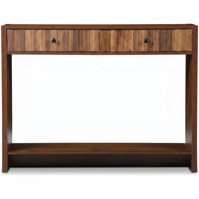 SensaHome Japandi Consoletafel – Sidetable met 2 Lades en Opbergplank – 110x30x80 cm – Walnoot