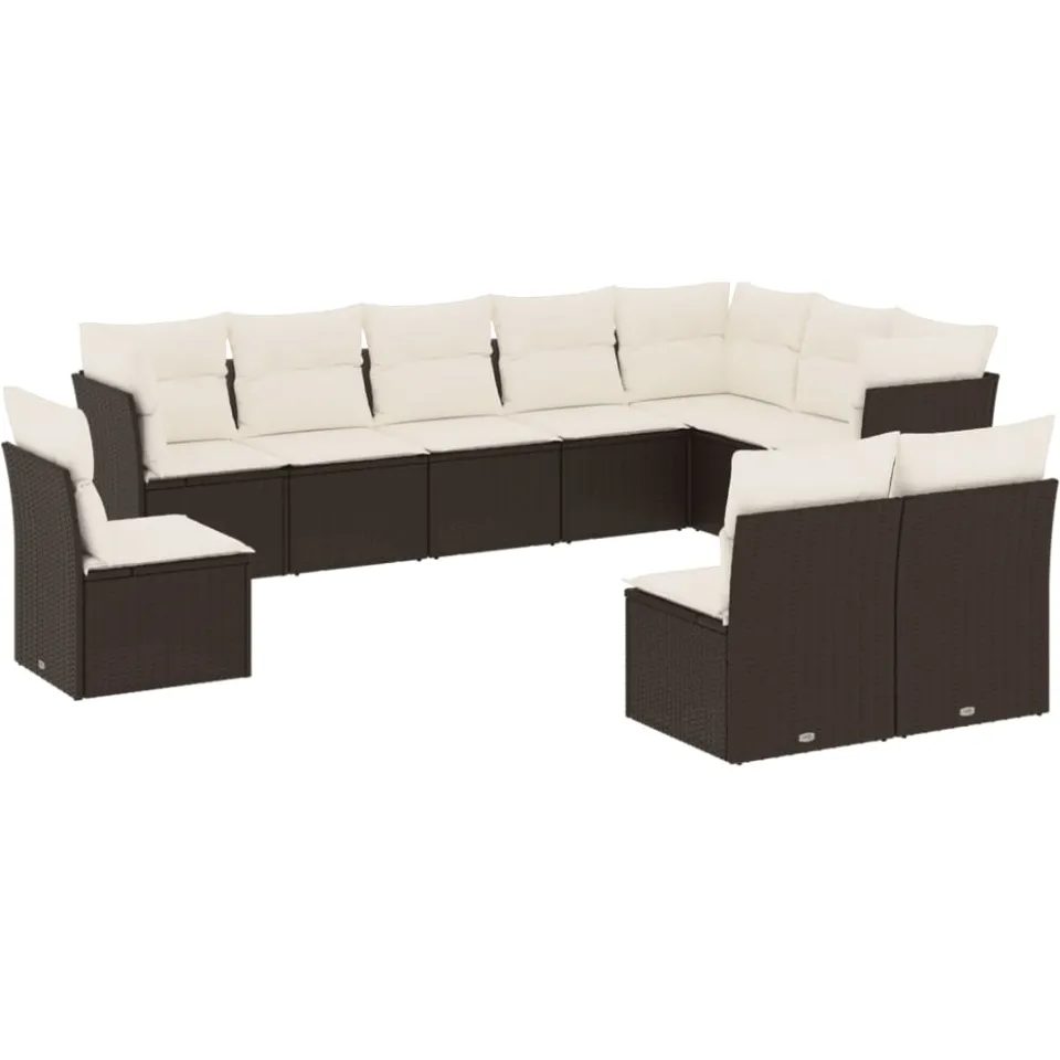 vidaXL 10-delige Loungeset met kussens poly rattan zwart, foto 3