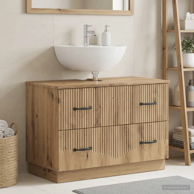 vidaXL Badkamer wastafelkast HOORN Artisanaal eiken 82 x 41 x 56 cm Bruin
