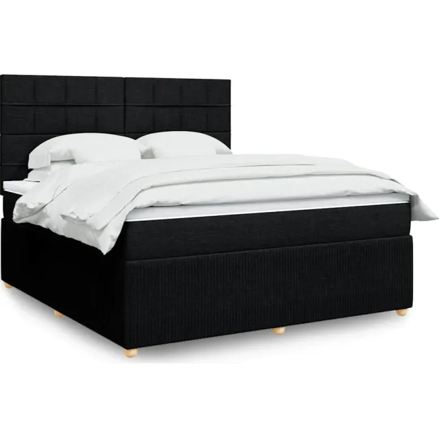 vidaXL Boxspring met matras stof zwart 180x200 cm