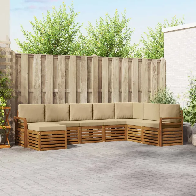 vidaXL Buiten bankenset 8 st 8-zits Natuurlijk en Beige