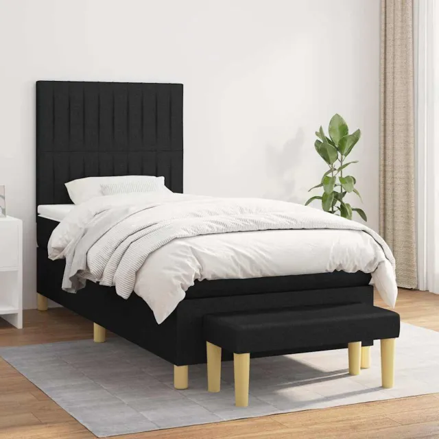 vidaXL Boxspring met matras stof zwart 100x200 cm