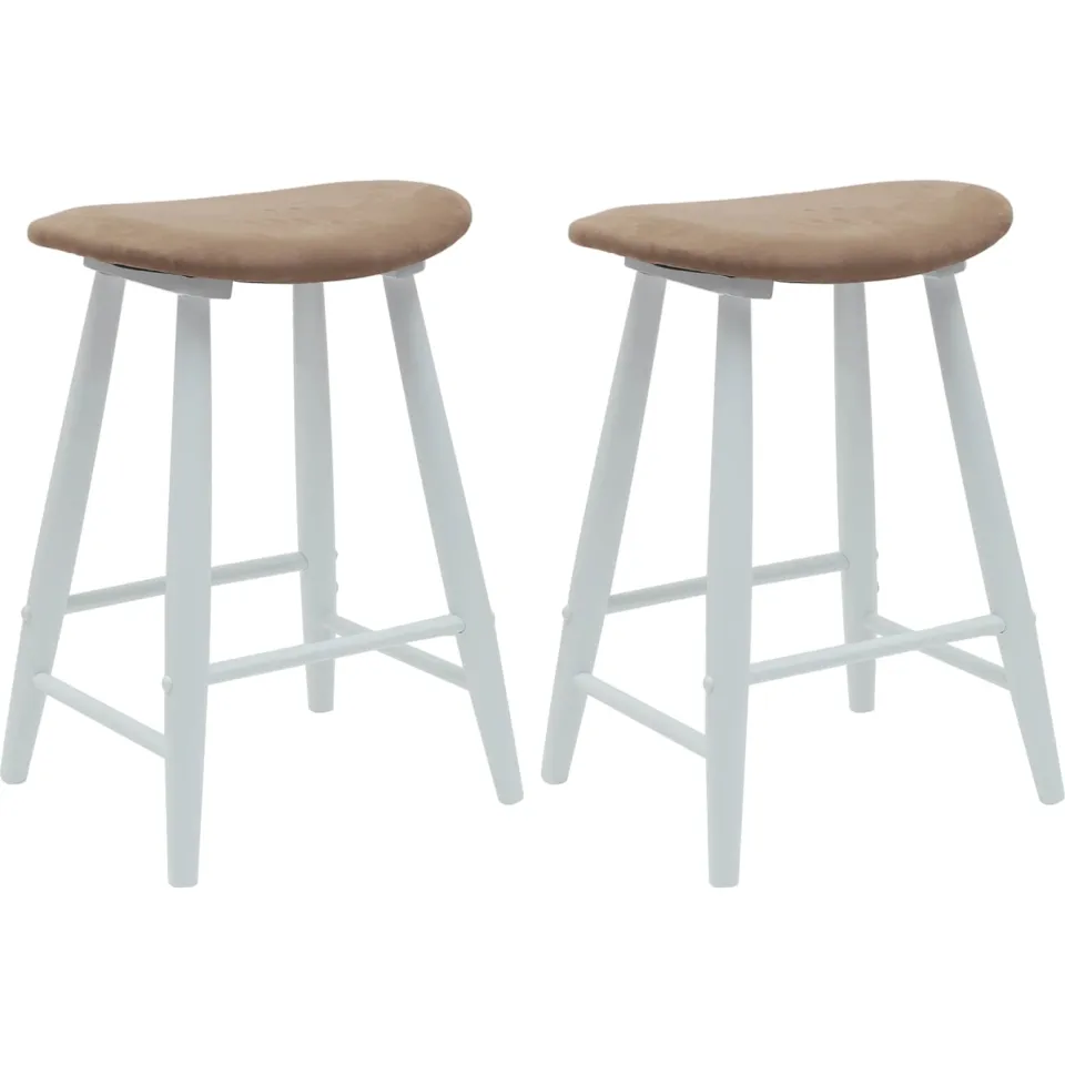 vidaXL Eettafelstoelen 2 st Massief Rubberhout Wit 46 x 37 x 63 cm