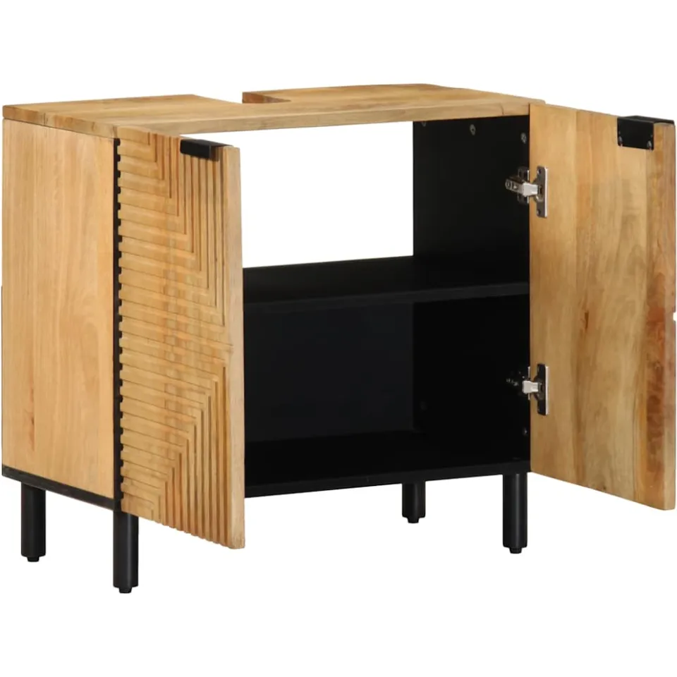 vidaXL Wastafelmeubel 62x33x58 cm massief mango bruin, foto 2