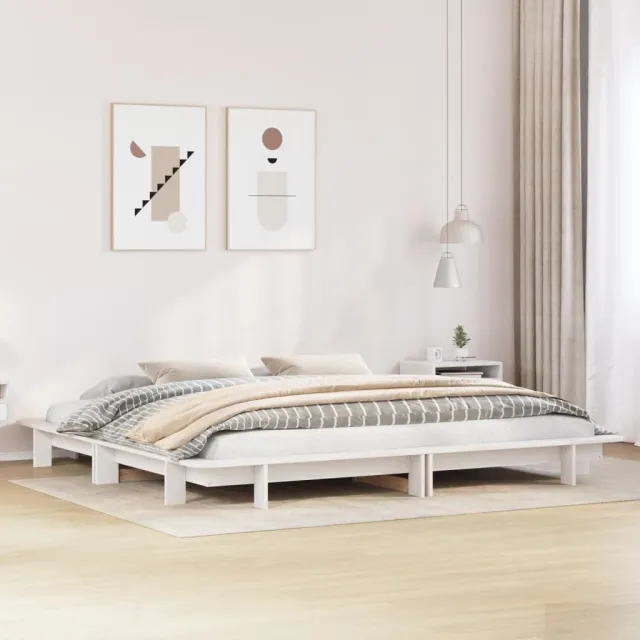 vidaXL Bedframe zonder matras massief grenenhout wit 160x200 cm