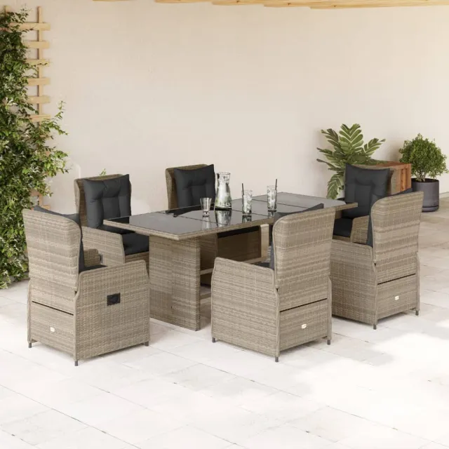 vidaXL 7-delige Tuinset met kussens poly rattan grijs, foto 2