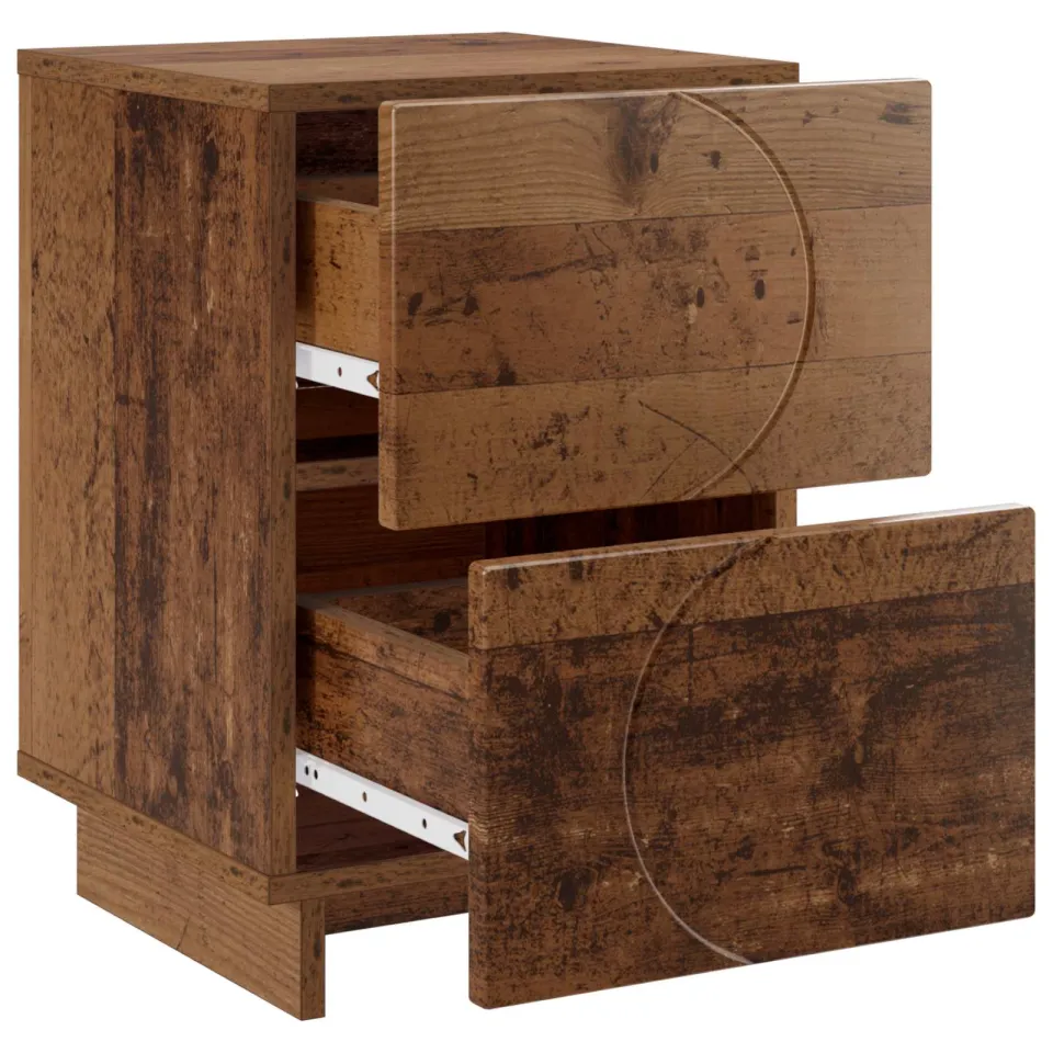 vidaXL Nachtkastje Oud hout 33,5 x 34,5 x 50 cm Bewerkt hout Bruin