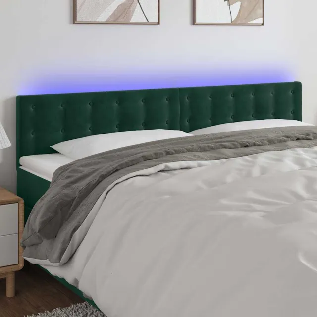 vidaXL Hoofdbord LED 200x5x78/88 cm fluweel donkergroen