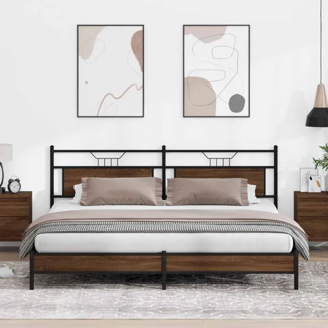 vidaXL Bedframe zonder matras metaal bruin eikenkleur 193x203 cm