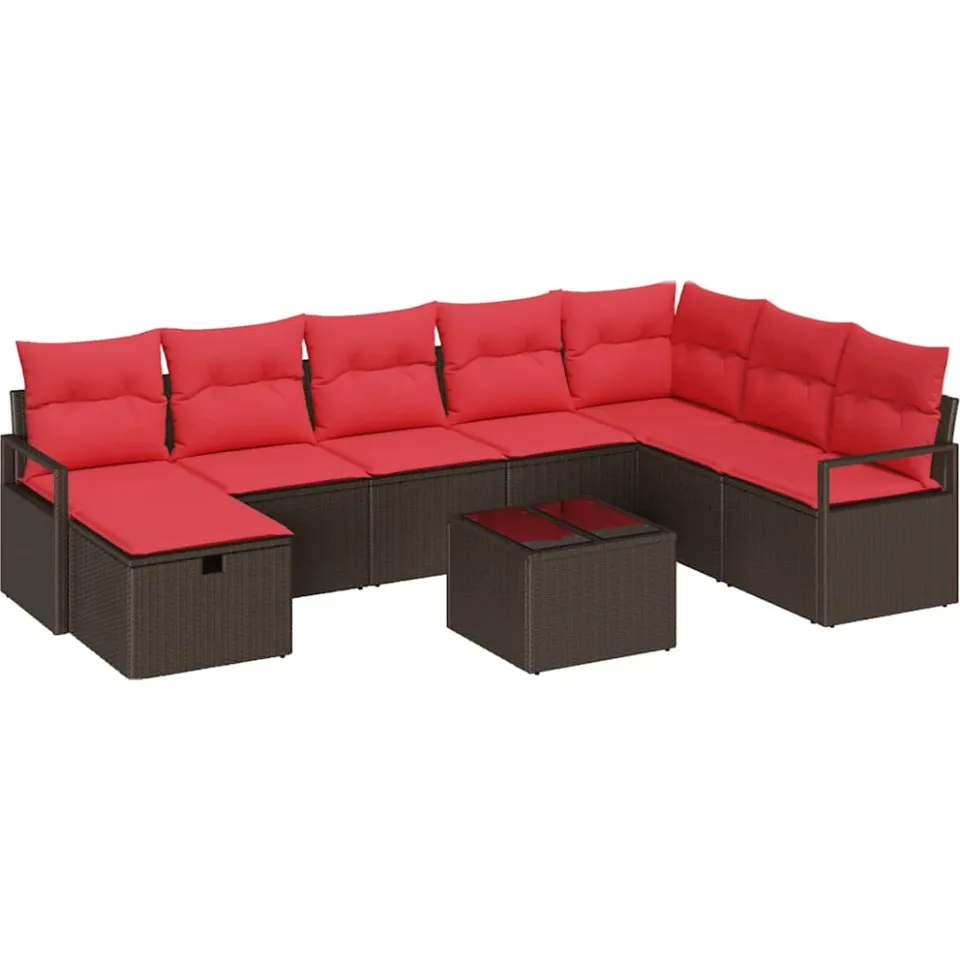 vidaXL Bankstel 5 st poly rattan Bruin