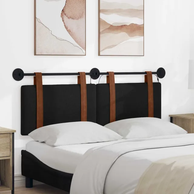 vidaXL Hangend hoofdbord Zwart Antiek PU