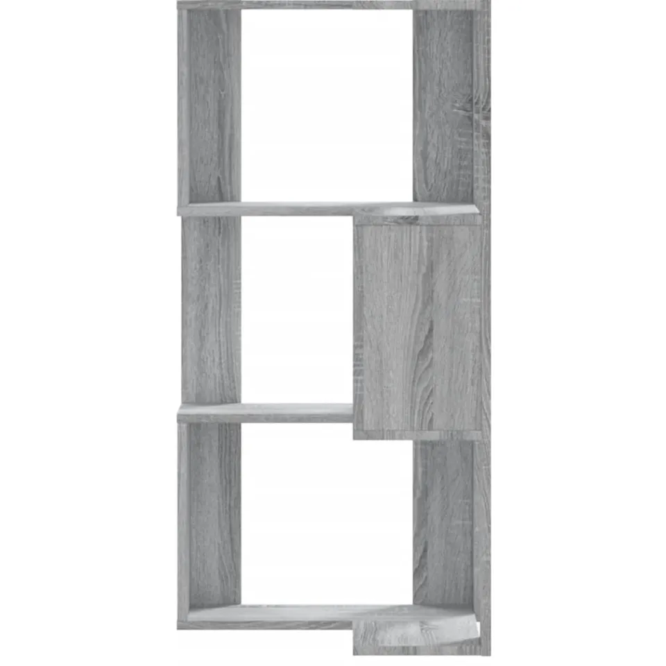 vidaXL Boekenkast 3-laags hoek 50x50x102 cm bewerkt hout grijs sonoma, foto 4