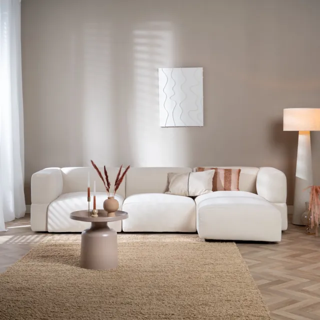 Livin24 Scandinavische hoekbank Karla off white rechts 3-zits Wit
