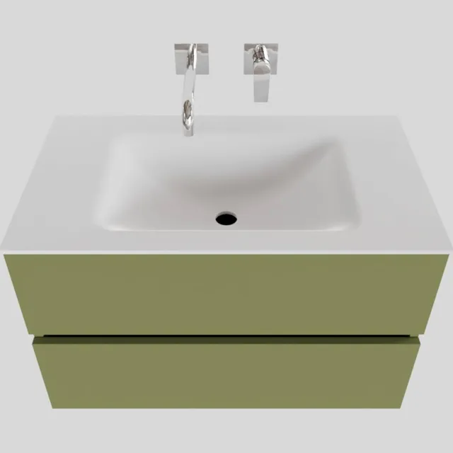 Boss & Wessing Badkamermeubel Solid Surface BWS Oslo 80x46 cm Mat Groen (zonder kraangaten)