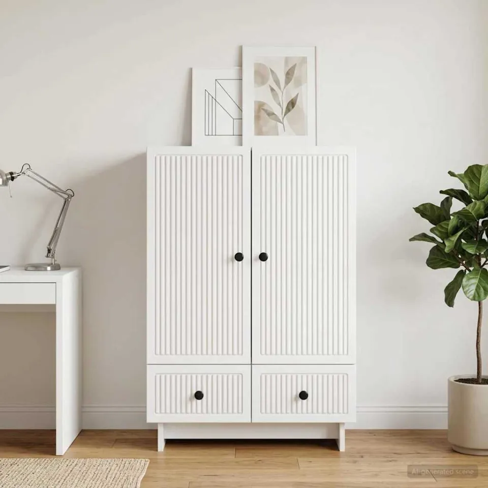 vidaXL Dressoir Wit 66 x 34,5 x 95 cm Geconstrueerd hout, foto 3
