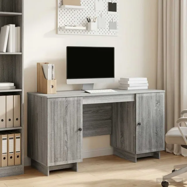 vidaXL Bureau Grijs Sonoma Bewerkt hout 142,5 x 50 x 75 cm, foto 2