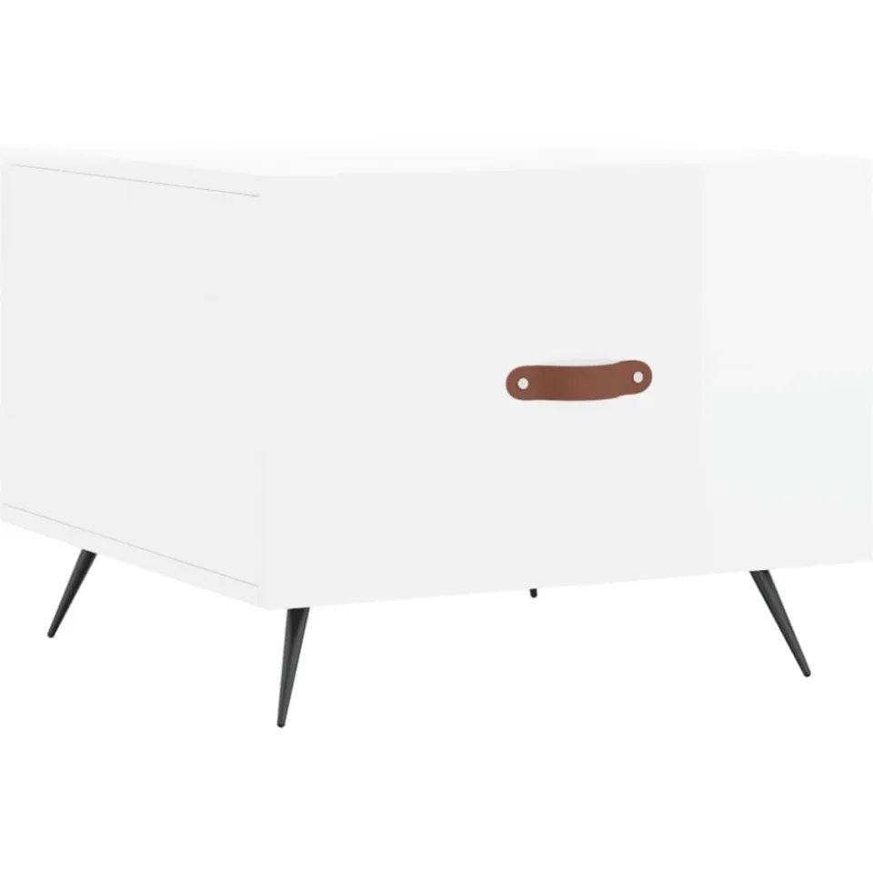 vidaXL Salontafels 2 st 50x50x40 cm bewerkt hout hoogglans wit, foto 3
