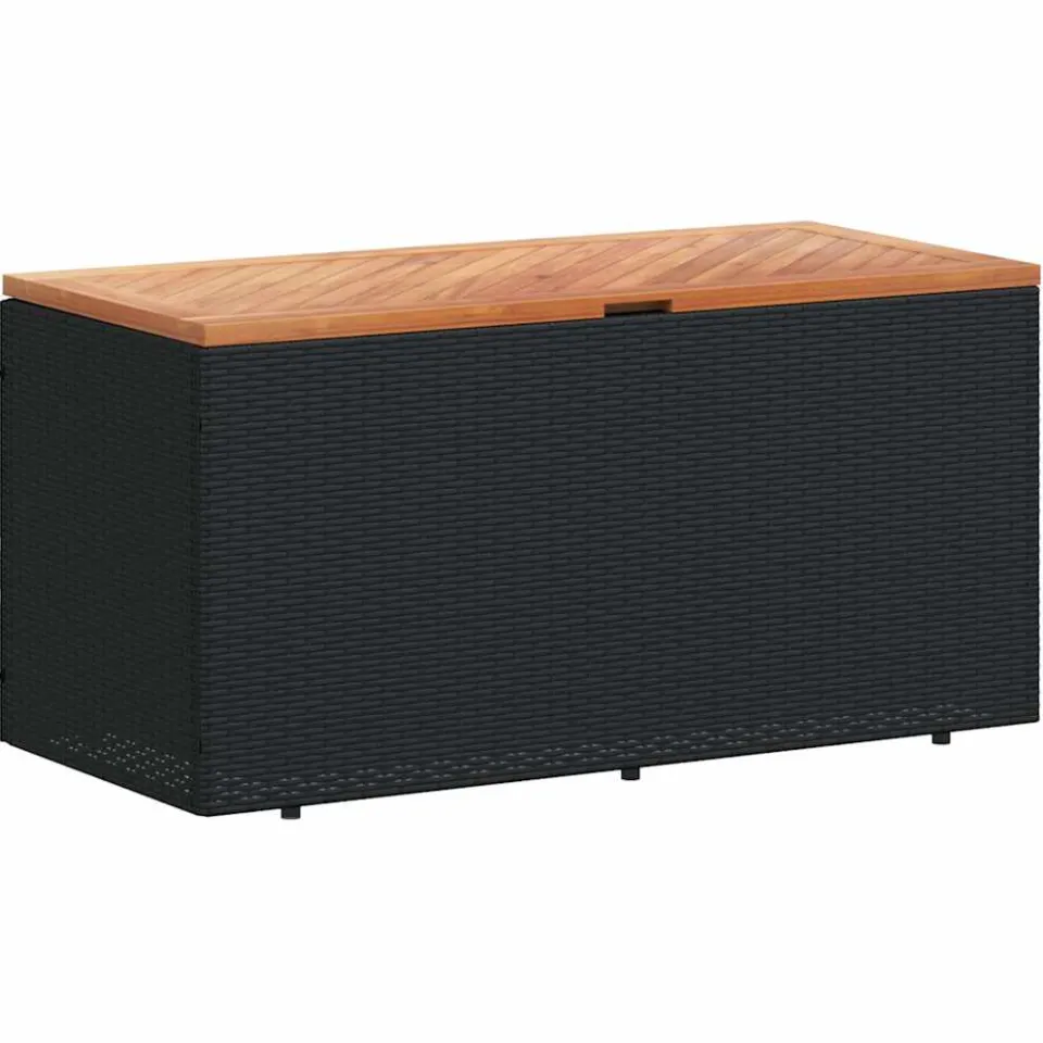 vidaXL Tuinbox 110x50x54 cm poly rattan en acaciahout zwart