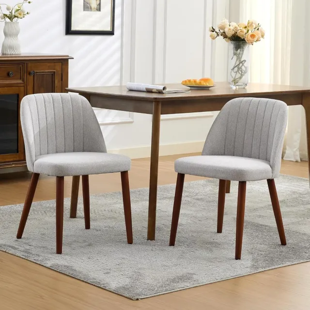 Triumpunpre Set van 2 moderne gestoffeerde eetkamerstoelen - Ergonomische, gewatteerde rugleuning - Dik zitkussen - Massief houten poten - Grils