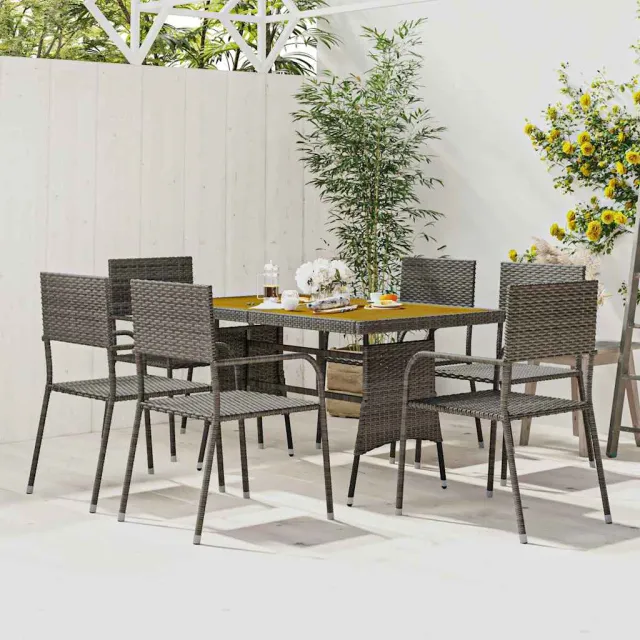 vidaXL 7-delige Tuinset poly rattan grijs, foto 2