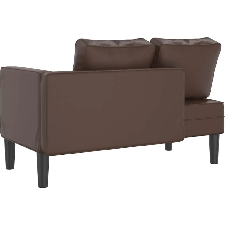 vidaXL Chaise longue met kussens kunstleer bruin, foto 4