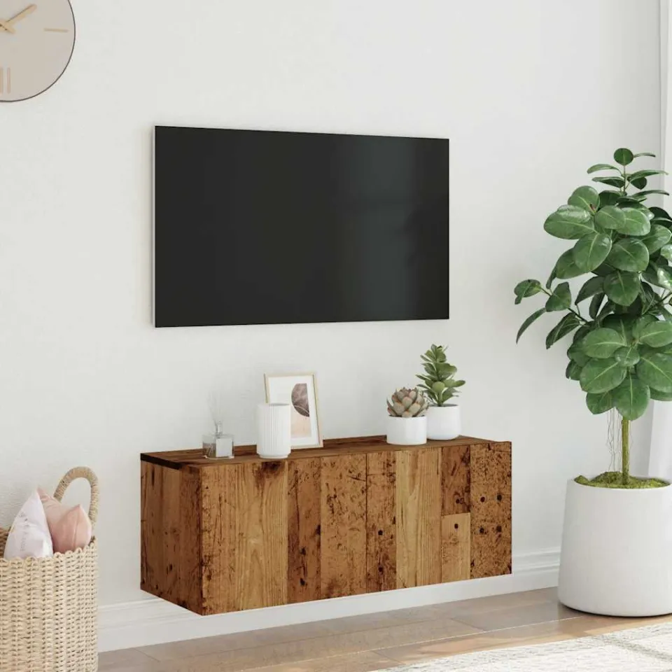 vidaXL Tv-wandmeubel 80x30x30 cm bewerkt hout oud houtkleurig bruin, foto 2